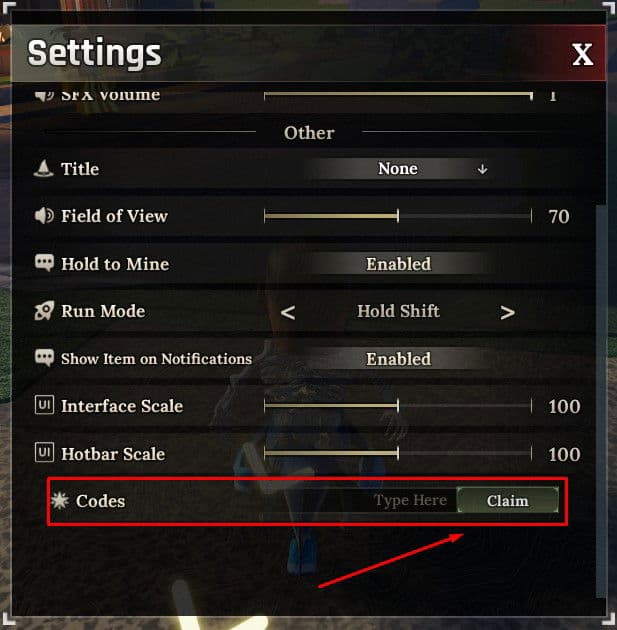 Step two: enter the code and press Claim